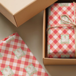 Roter Gingham-Feiertags-Weihnachten Benutzerdefini Seidenpapier