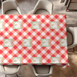 Roter Gingham-Feiertags-Weihnachts-Personalisierte Tischdecke