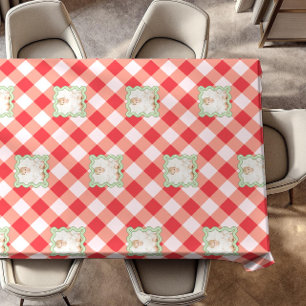 Roter Gingham-Feiertags-Weihnachts-Personalisierte Tischdecke