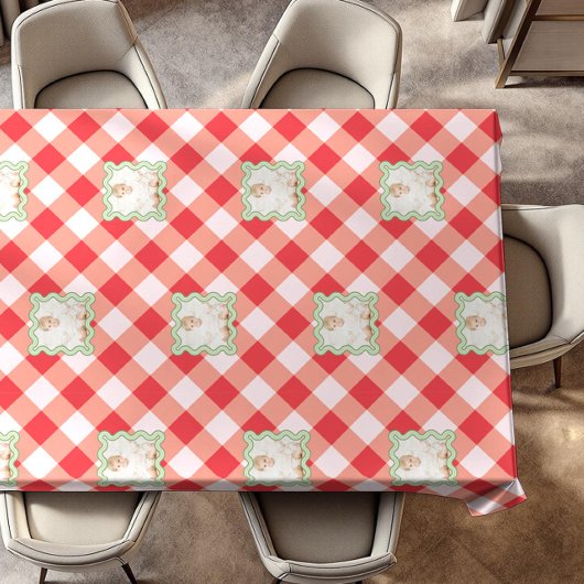 Roter Gingham-Feiertags-Weihnachts-Personalisierte Tischdecke