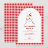 Roter Gingham-Galentine’s-Brunch-Kirschen-Cocktail Einladung (Vorne/Hinten)