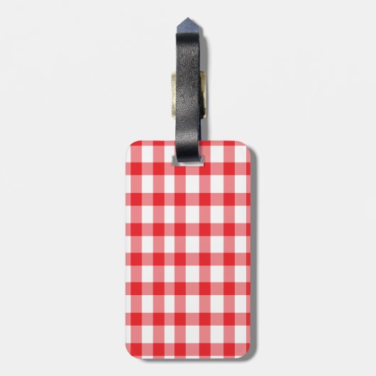 Roter Gingham Gepäckanhänger (Rückseite vertikal)