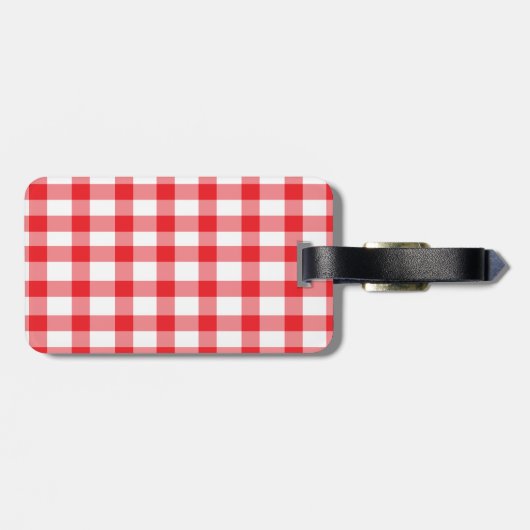 Roter Gingham Gepäckanhänger (Rückseite horizontal)