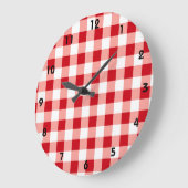 Roter Gingham Große Wanduhr (Winkel)