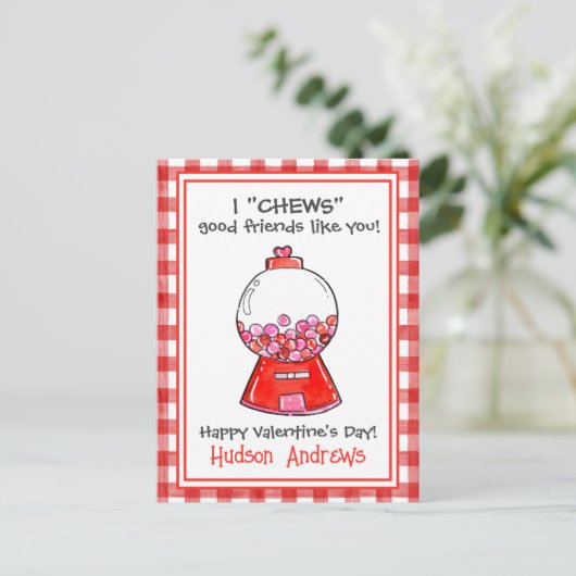 Roter Gingham Gumballs Valentinische Karten (Stehend Vorderseite)