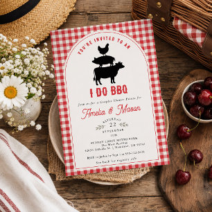 Roter Gingham I Do BBQ Paare Brautparty Einladung