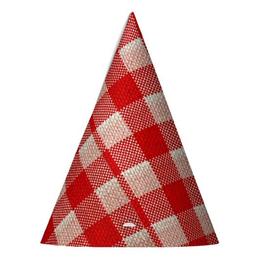 Roter Gingham-karierter Muster-Leinwand-Blick Partyhütchen (Links)