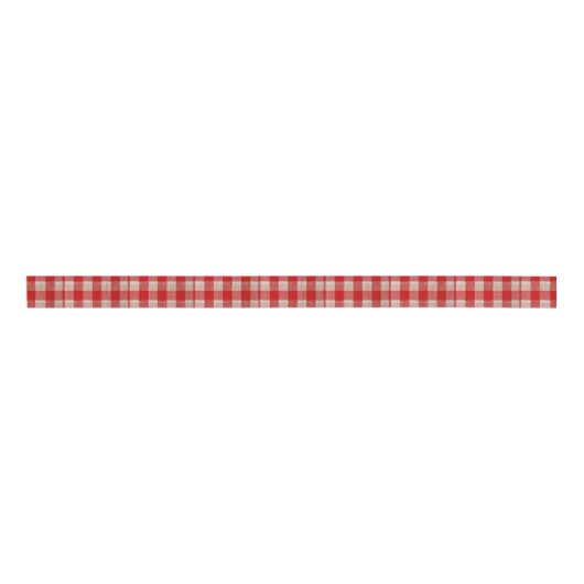Roter Gingham-karierter Muster-Leinwand-Blick Ripsband (Vorderseite)