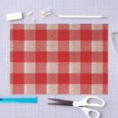 Roter Gingham-karierter Muster-Leinwand-Blick Seidenpapier (Handwerk)