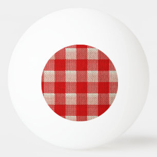 Roter Gingham-karierter Muster-Leinwand-Blick Tischtennisball
