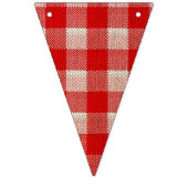 Roter Gingham-karierter Muster-Leinwand-Blick Wimpelkette (Dritte Fahne)