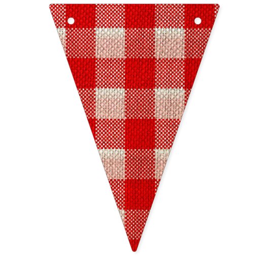 Roter Gingham-karierter Muster-Leinwand-Blick Wimpelkette (Zweite Fahne)