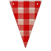 Roter Gingham-karierter Muster-Leinwand-Blick Wimpelkette (Erste Fahne)