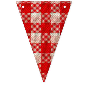 Roter Gingham-karierter Muster-Leinwand-Blick Wimpelkette