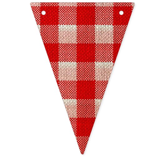 Roter Gingham-karierter Muster-Leinwand-Blick Wimpelkette (Erste Fahne)