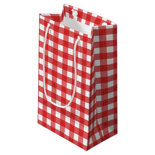 Roter Gingham Kleine Geschenktüte (Vorderseite Schrägansicht)