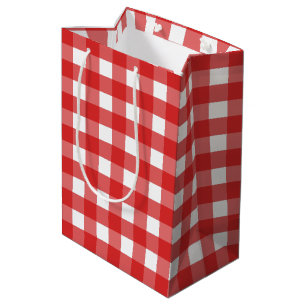 Roter Gingham Mittlere Geschenktüte