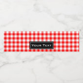 Roter Gingham-Picnic-Tischdruck Wasserflaschenetikett (Einzelnes Label)