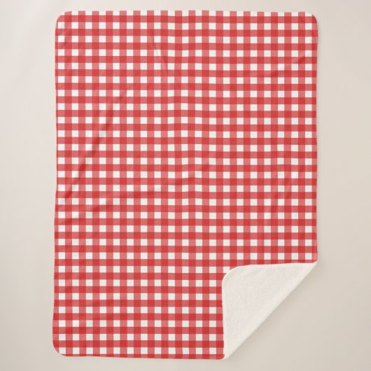 Roter Gingham Sherpadecke (Vorderseite)