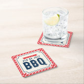 Roter Gingham und Blau 4. von Juli-GRILLEN Rechteckiger Pappuntersetzer (Vor Ort)