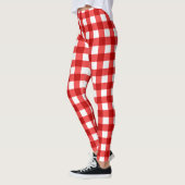 Roter Gingham und kariertes Muster Leggings (Links)