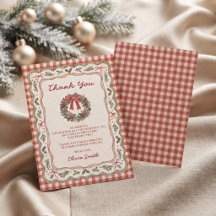 Roter Gingham Vintage-Weihnachts-Babyparty
