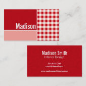 Roter Gingham Visitenkarte (Vorne/Hinten)
