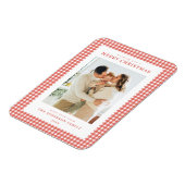Roter Gingham-Weihnachtsfoto Magnet (Linke Seite)