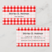 Roter Ginghampicknick-Tischdeckedruck Visitenkarte (Vorne/Hinten)