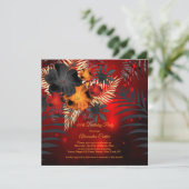 Roter Glanz Orange Black Hibisken Birthday Party Einladung (Stehend Vorderseite)