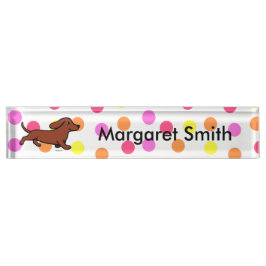 Roter glatter behaarter Dackel-Polka-Punkt Namensplakette