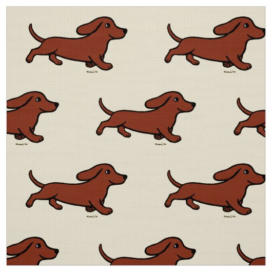 Roter glatter Dackel-Betrieb Stoff (Muster)