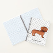 Roter, glatter Dackel Cartoon Dog & Text Notizblock (Innenseite)