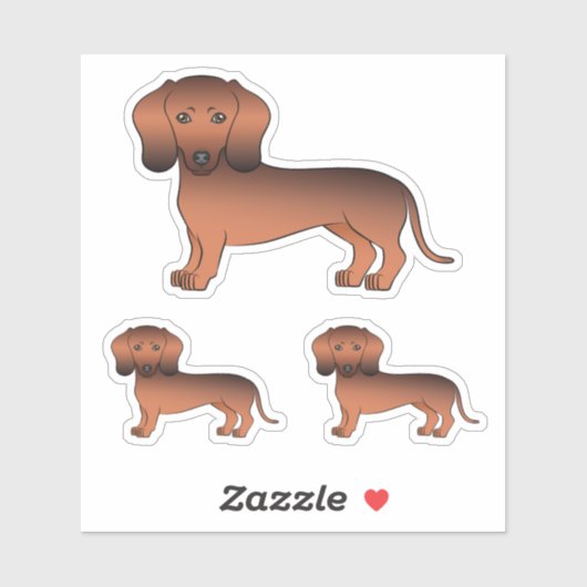 Roter, glatter Dackel, Niedlich Cartoon Dog Aufkleber (Blatt)