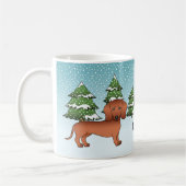 Roter, glatter Dackel Niedlicher Hund - Winterwald Kaffeetasse (Links)
