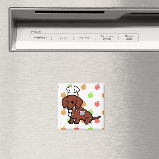 Roter, glatter, haariger Dackel Koch Magnet (In Situ (Geschirrspüler))