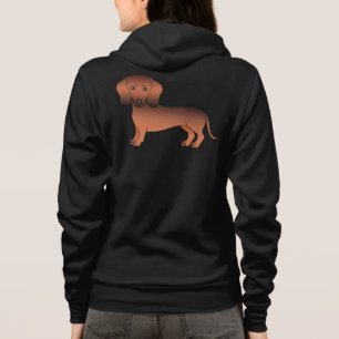 Roter, glatter Hair Dackel Niedlich Cartoon Dog Hoodie