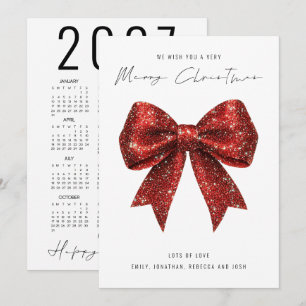 Roter Glitter-Bogen 2027 Kalender Frohe Weihnachte Feiertagskarte