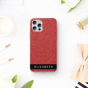 Roter Glitter, Glitter Hintergrund, Ihr Name iPhone 16 Hülle