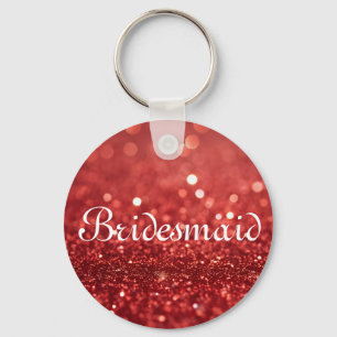 Roter Glitter personalisierter Brautjungfer Schlüs Schlüsselanhänger
