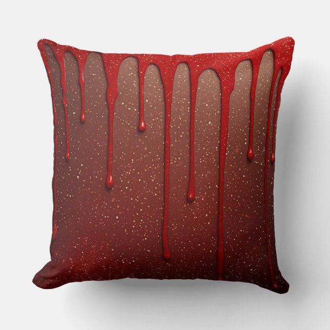 Roter Glitter tropft Kissen (Vorderseite)