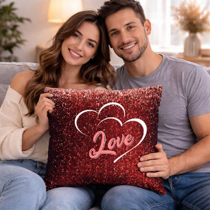 Roter Glitter-Valentinstag-Dekokissen Kissen