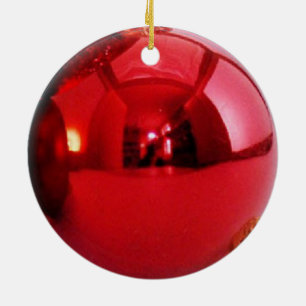 Roter Glitzer Adorable Holiday Keramik Ornament