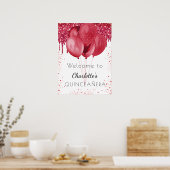 Roter Glitzer aus Quinceanera - Begrüßungsballons Poster (Küche)