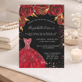 Roter Glitzer aus Quinceanera Einladung