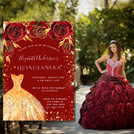 Roter Glitzer aus Quinceanera Einladung