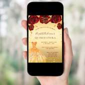 Roter Glitzer aus Quinceanera Einladung