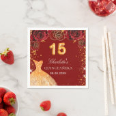 Roter Glitzer aus Quinceanera Serviette (Beispiel)