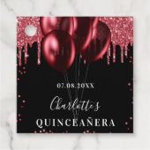 Roter Glitzer-Ballons aus Quinceanera Geschenkanhänger (Vorderseite)