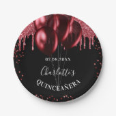 Roter Glitzer-Ballons aus Quinceanera Pappteller (Vorderseite)